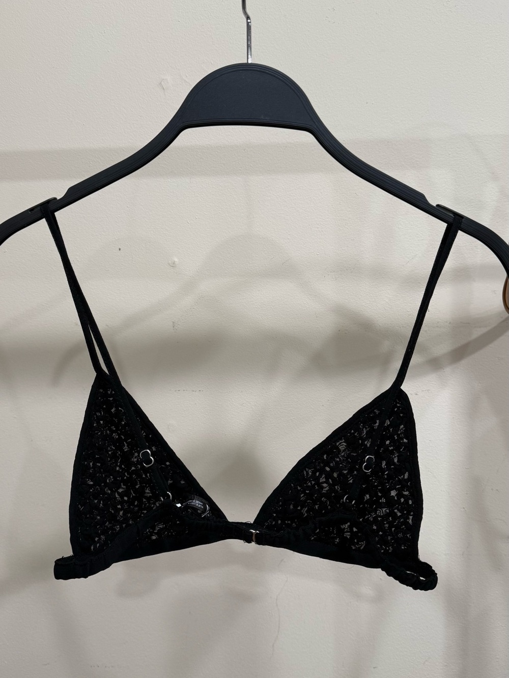 ZARA Black Floral Sheer Triangle Bralette Bra Size S